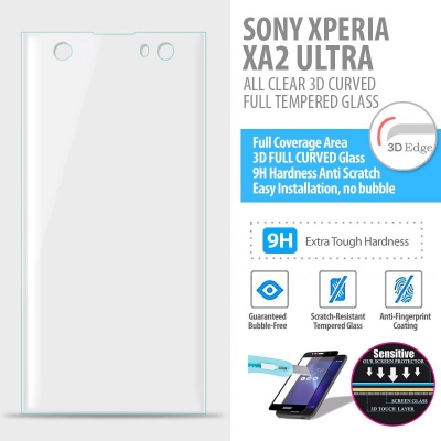 ^ Sony Xperia XA2 Ultra - ALL CLEAR 3D Curved Full Tempered Glass