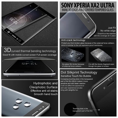 ^ Sony Xperia XA2 Ultra - Imak 3D Edges Full Covered Tempered Glass }