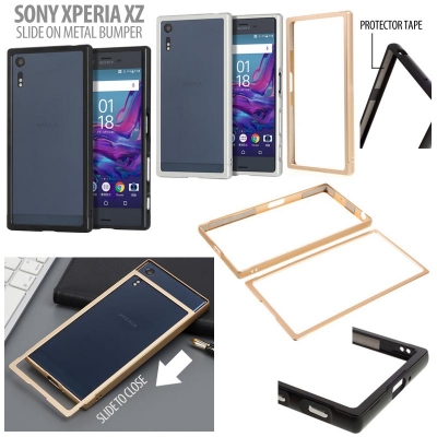 ^ Sony Xperia XZ Dual / Xperia XZ / XZs - Slide On Metal Bumper Case }