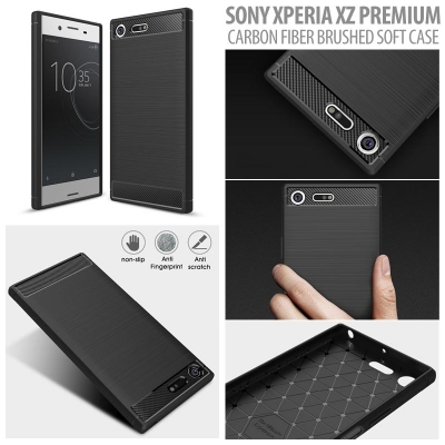 ^ Sony Xperia XZ Premium - PREMIUM Carbon Fiber Brushed Soft Case