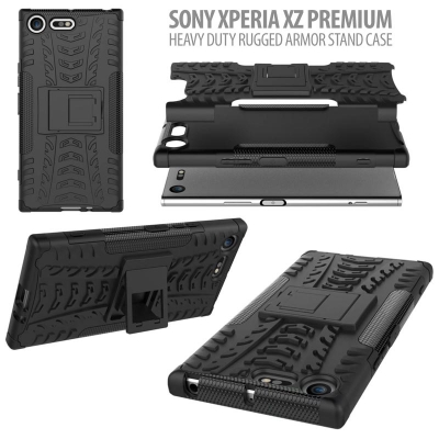 ^ Sony Xperia XZ Premium - Heavy Duty Rugged Armor Stand Case }