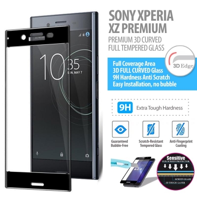 ^ Sony Xperia XZ Premium - PREMIUM 3D Curved Full Tempered Glass