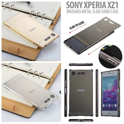 ^NR Sony Xperia XZ1 Dual / Xperia XZ1 - Brushed Metal Slide Hard Case }