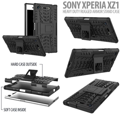 ^ Sony Xperia XZ1 Dual / Xperia XZ1 - Heavy Duty Rugged Armor Stand Case }