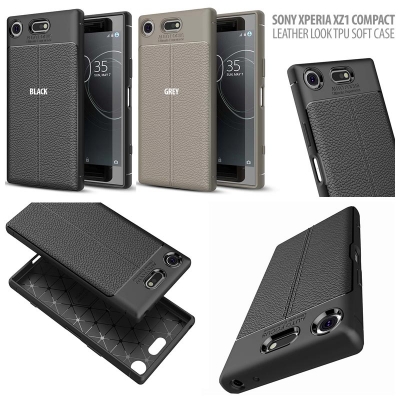 ^ Sony Xperia XZ1 Compact - Leather Look TPU Soft Case }