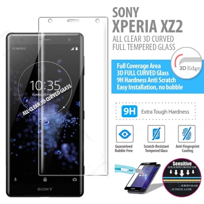 ^ Sony Xperia XZ2 - ALL CLEAR 3D Curved Full Tempered Glass