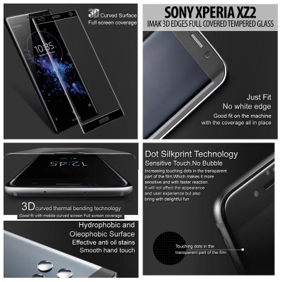^ Sony Xperia XZ2 - Imak 3D Edges Full Covered Tempered Glass }