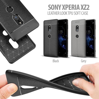 ^ Sony Xperia XZ2 - Leather Look TPU Soft Case