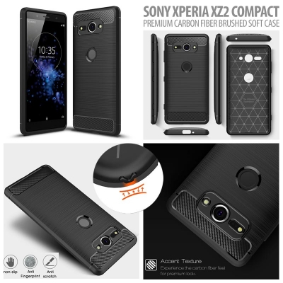 ^ Sony Xperia XZ2 Compact - Carbon Fiber Brushed Soft Case }