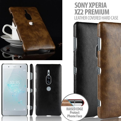 ^ Sony Xperia XZ2 Premium - Leather Covered Hard Case