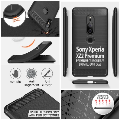 ^ Sony Xperia XZ2 Premium - Carbon Fiber Brushed Soft Case