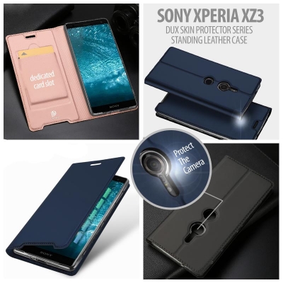 ^ Sony Xperia XZ3 - Dux Skin Protector Series Standing Leather Case