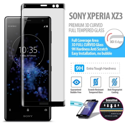 ^ Sony Xperia XZ3 - PREMIUM 3D Curved Full Tempered Glass