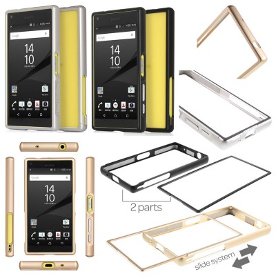 ^ Sony Xperia Z5 Compact E5803 - Slide On Metal Bumper Case }