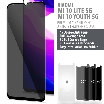 Xiaomi Mi 10 Lite 5G - Mi 10 Youth 5G - PREMIUM 5D Privacy Anti Peep Antispy Tempered Glass2