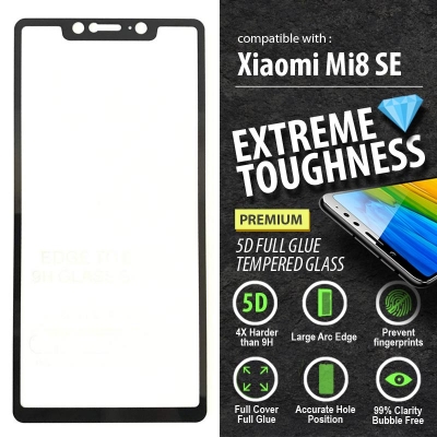 ^ Xiaomi Mi 8 SE / Mi8 SE - PREMIUM 5D Full Glue Tempered Glass