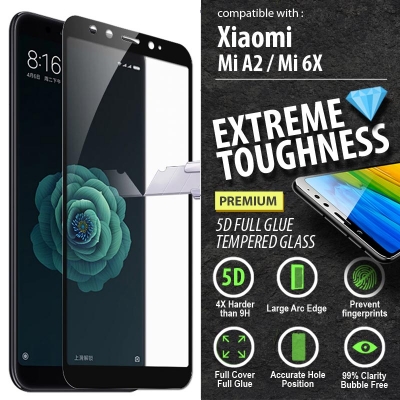^ Xiaomi Mi A2 / Mi 6X - PREMIUM 5D Full Glue Tempered Glass