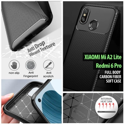^ Xiaomi Mi A2 Lite / Redmi 6 Pro - AUTOFOCUS Carbon Fiber Soft Case