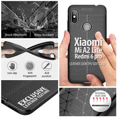 ^ Xiaomi Mi A2 Lite / Redmi 6 Pro - Leather Look TPU Soft Case