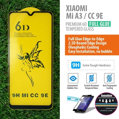^ Xiaomi Mi A3 - CC 9E - PREMIUM 6D Full Glue Tempered Glass