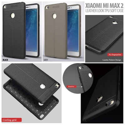 ^ Xiaomi Mi Max 2 - Leather Look TPU Soft Case }