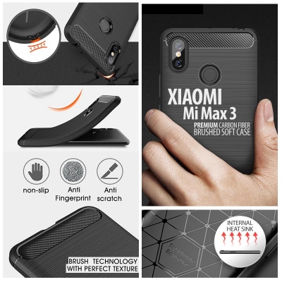 ^ Xiaomi Mi Max 3 - PREMIUM Carbon Fiber Brushed Soft Case