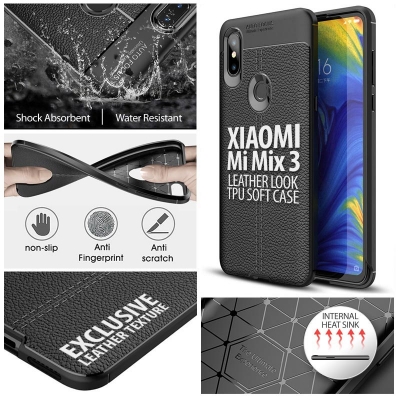 ^ Xiaomi Mi Mix 3 - Leather Look TPU Soft Case