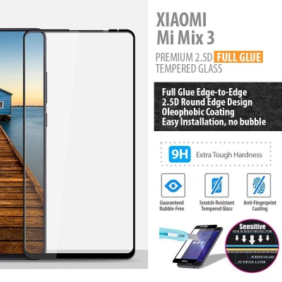 ^ Xiaomi Mi Mix 3 - PREMIUM 2.5D Full Glue Tempered Glass