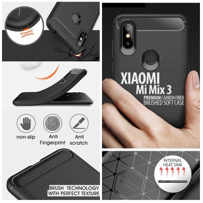 ^ Xiaomi Mi Mix 3 - PREMIUM Carbon Fiber Brushed Soft Case