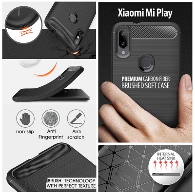 ^ Xiaomi Mi Play - PREMIUM Carbon Fiber Brushed Soft Case