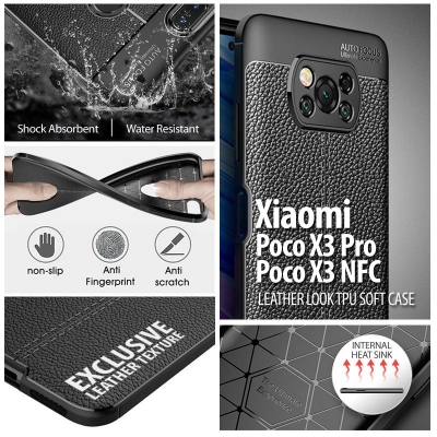 Xiaomi Poco X3 NFC - X3 Pro - Leather Look TPU Soft Case