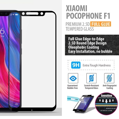 ^ Xiaomi Pocophone F1 - PREMIUM 2.5D Full Glue Tempered Glass