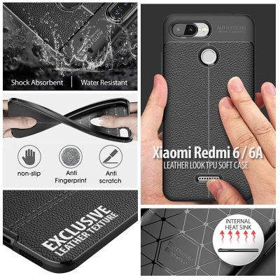 ^ Xiaomi Redmi 6 - Redmi 6A - Leather Look TPU Soft Case