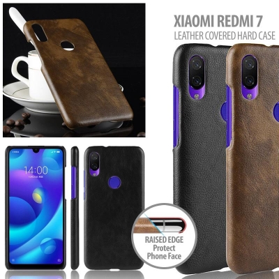 ^ Xiaomi Redmi 7 - Leather Covered Hard Case