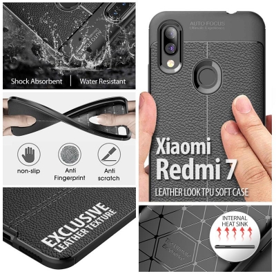 ^ Xiaomi Redmi 7 - Leather Look TPU Soft Case