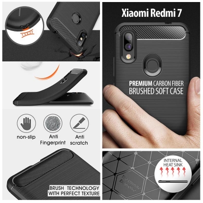 ^ Xiaomi Redmi 7 - PREMIUM Carbon Fiber Brushed Soft Case