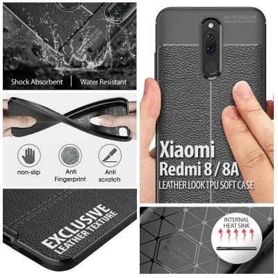 Xiaomi Redmi 8 - 8A - Leather Look TPU Soft Case