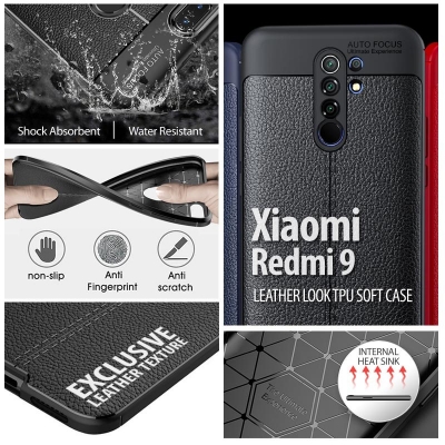 Xiaomi Redmi 9 - Leather Look TPU Soft Case