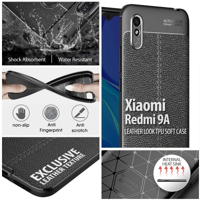 Xiaomi Redmi 9A - Leather Look TPU Soft Case