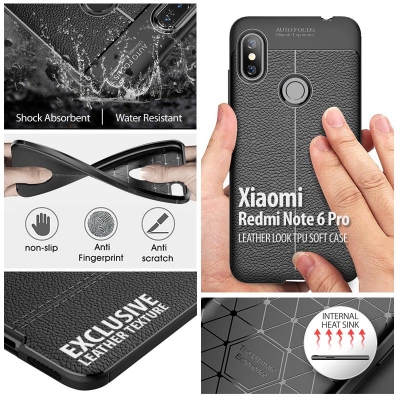 ^ Xiaomi Redmi Note 6 Pro - Leather Look TPU Soft Case