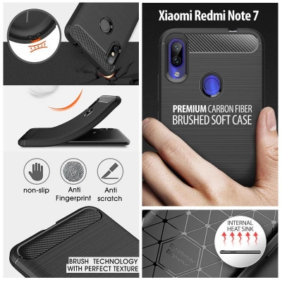 ^ Xiaomi Redmi Note 7 - PREMIUM Carbon Fiber Brushed Soft Case
