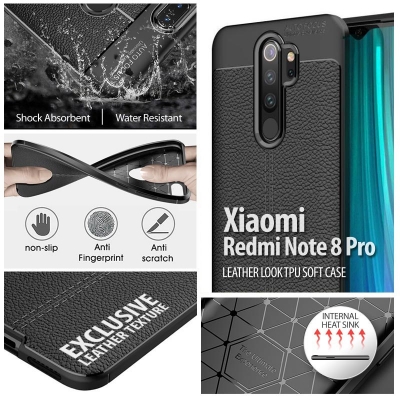 Xiaomi Redmi Note 8 Pro - Leather Look TPU Soft Case