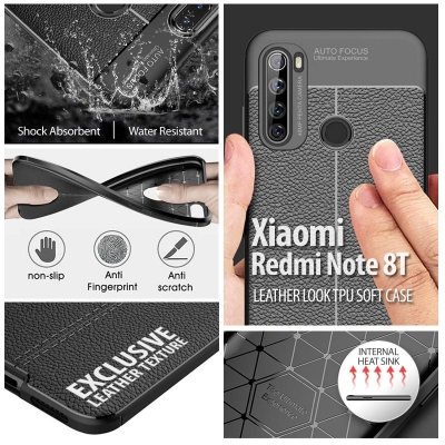 Xiaomi Redmi Note 8T - Leather Look TPU Soft Case