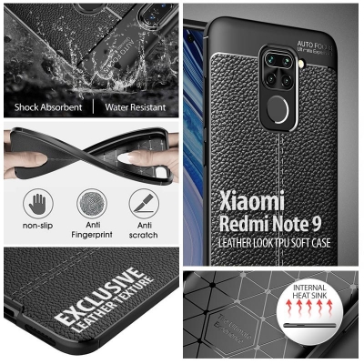 Xiaomi Redmi Note 9 - Leather Look TPU Soft Case
