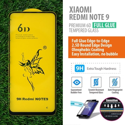 ^ Xiaomi Redmi Note 9 - PREMIUM 6D Full Glue Tempered Glass