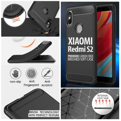 ^ Xiaomi Redmi S2 - PREMIUM Carbon Fiber Brushed Soft Case