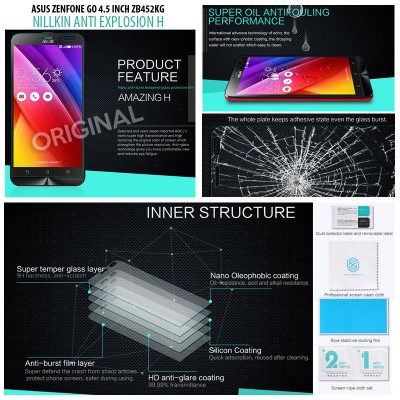 ^ Asus Zenfone Go 4.5 inch ZB452KG  2016 - Nillkin Anti Explosion H Tempered Glass Screen Protector