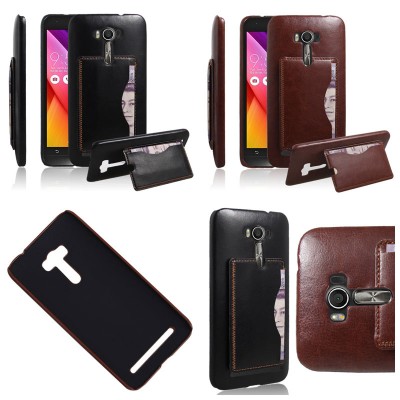 * Asus Zenfone 2 Laser 5.5 ZE550KL - Leather Textured Standing Hard Case with Card Slot