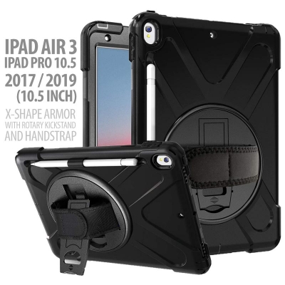 iPad Air 3 2019 10.5 Inch - iPad Pro 10.5 - X-Shape Armor with Rotary Kickstand and Handstrap