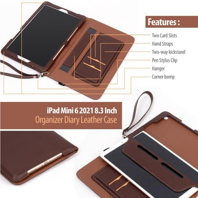 iPad Mini 6 2021 8.3 inch - Organizer Diary Leather Case